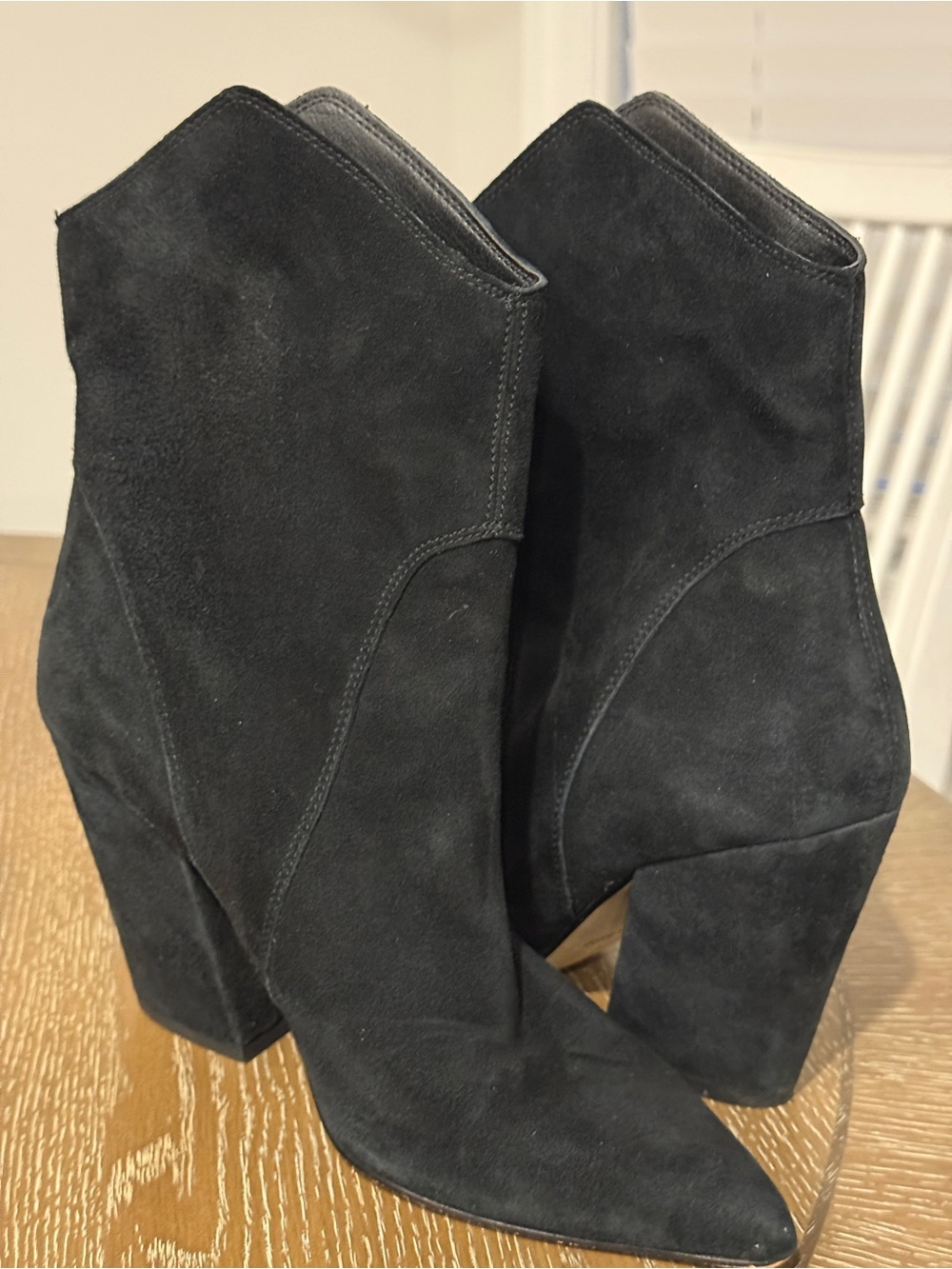Dolce Vita Black Suede Pointed Ankle Booties with Block Heel Size 8.5 - Picture 6 of 10